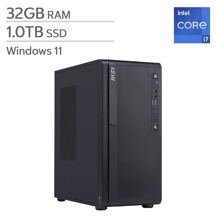 MSI PRO DP180 Desktop Computer, Intel Core i7-14700F - 32GB RAM, 1TB SSD, 8GB NVIDIA GeForce RTX 5060 G1755