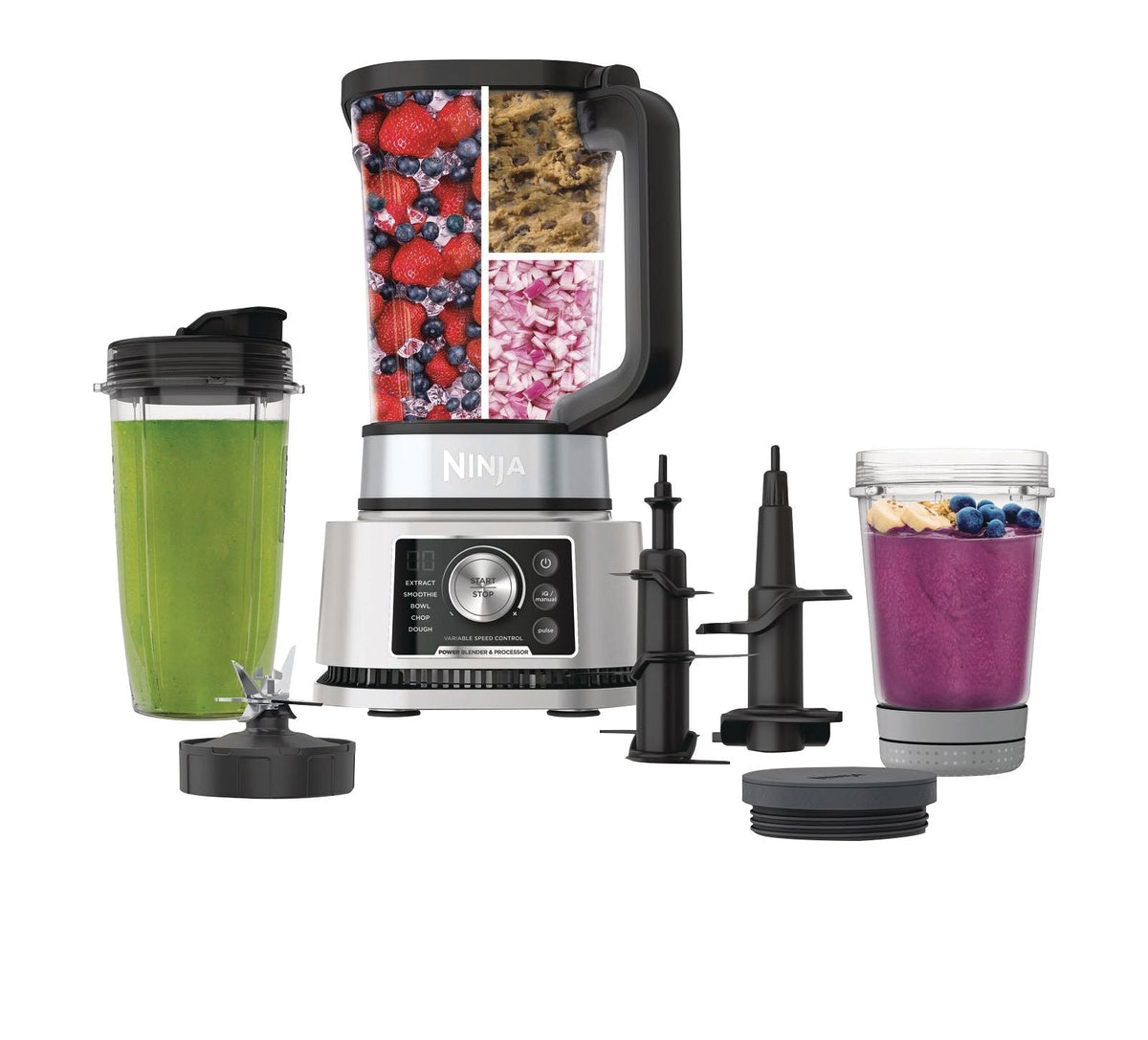 Power Blender & Processor System with Smoothie Bowl Maker & Nutrient Extractor, Silver, 1400W
