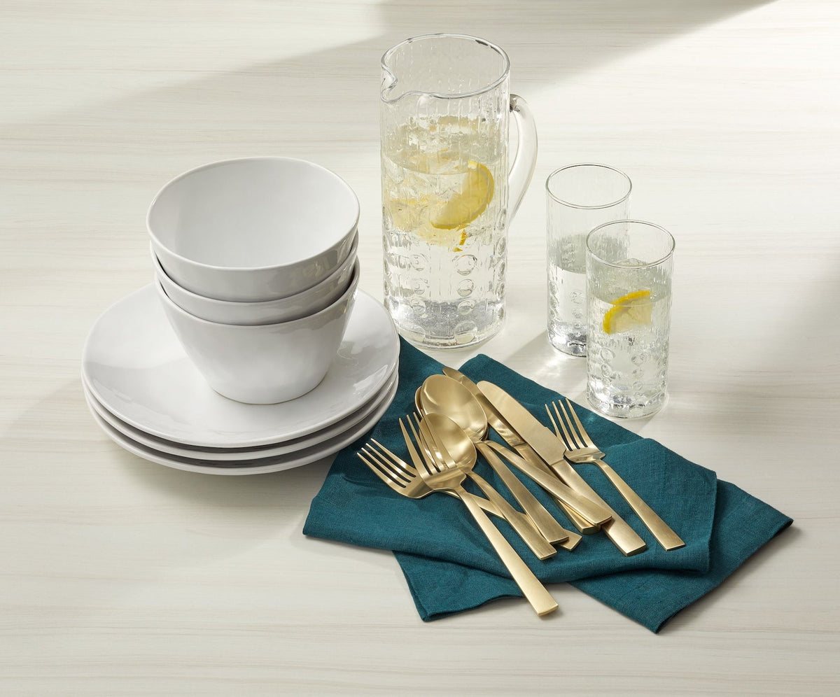 Summerside Champagne Matte Stainless Steel Flatware Set, Serves 4, 20-pc