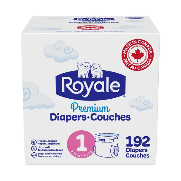 Royale Premium Baby Diapers, Sizes 1 - 2 J6966