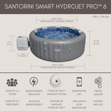 Santorini Grey 7-Person Luxe HydroJet Pro Round Smart Spa, 85-in x 31.5-in