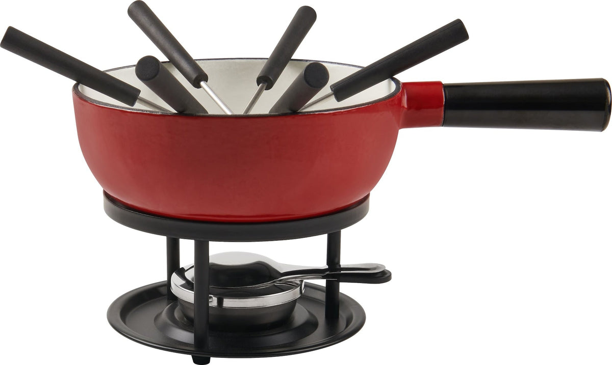 Cast Iron Cheese Fondue Burner, Red
