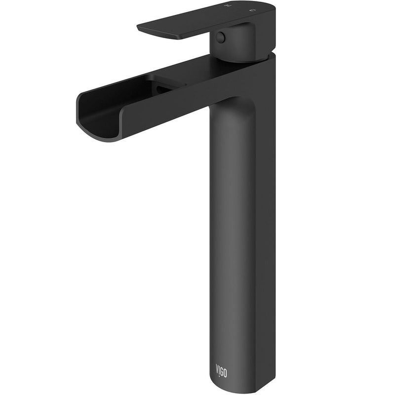 Amada Single Handle Vessel Sink Bathroom Faucet, Matte Black W9306