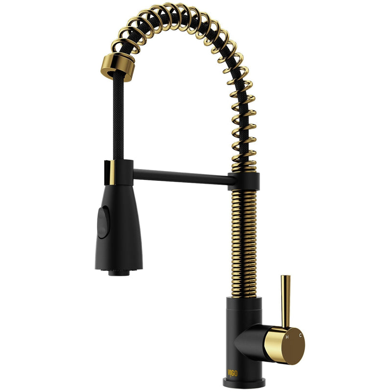 Brant 19-in Single-Handle Gold/Black Kitchen Faucet W3583