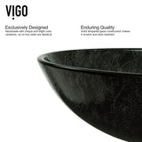 Glass Grey Onyx Bathroom Sink/Basin Set with Linus Faucet and Round Vessel