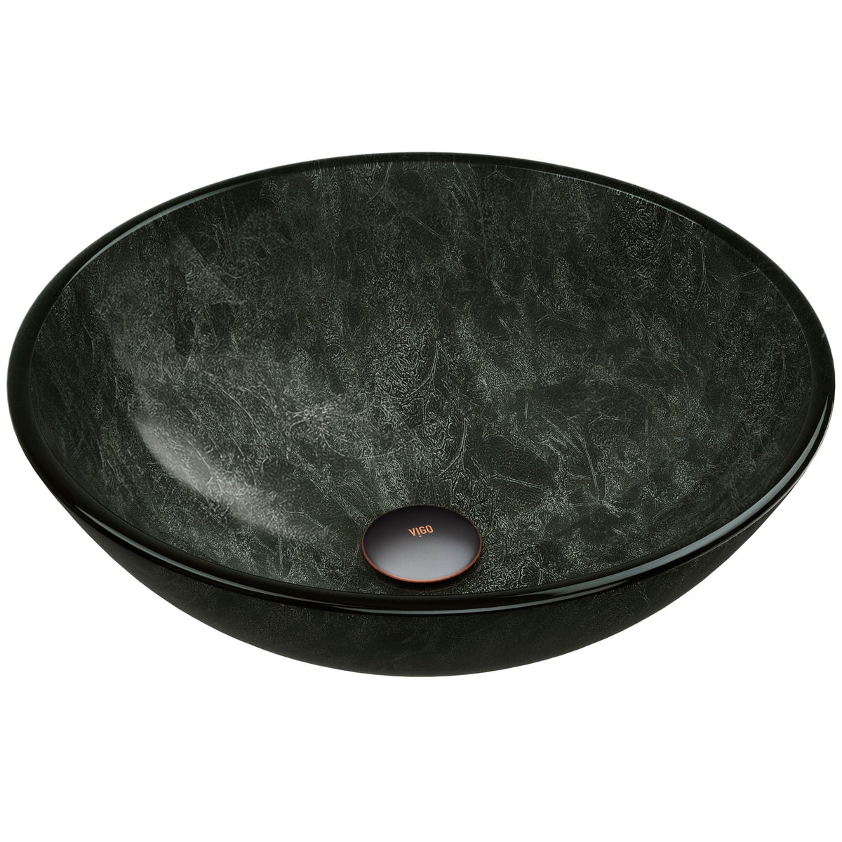 Glass Round Vessel Bathroom Sink/Basin with Deep Bowl, Gray