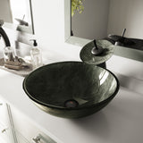 Glass Round Vessel Bathroom Sink/Basin with Deep Bowl, Gray