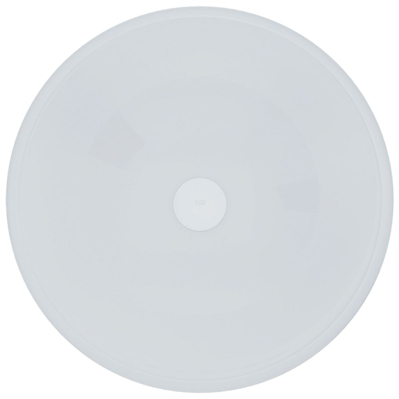 Glass Round Vessel Bathroom Sink/Basin with Rounded Edges & Deep Bowl, White L3845