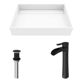 Montauk White Bathroom Sink/Basin Set with Niko Faucet and Rectangular Composite Vessel