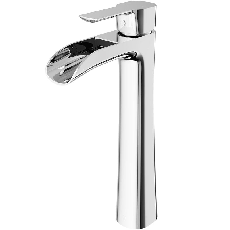Niko Single Handle Vessel Sink Bathroom Faucet with Deck Plate, Chrome S4337