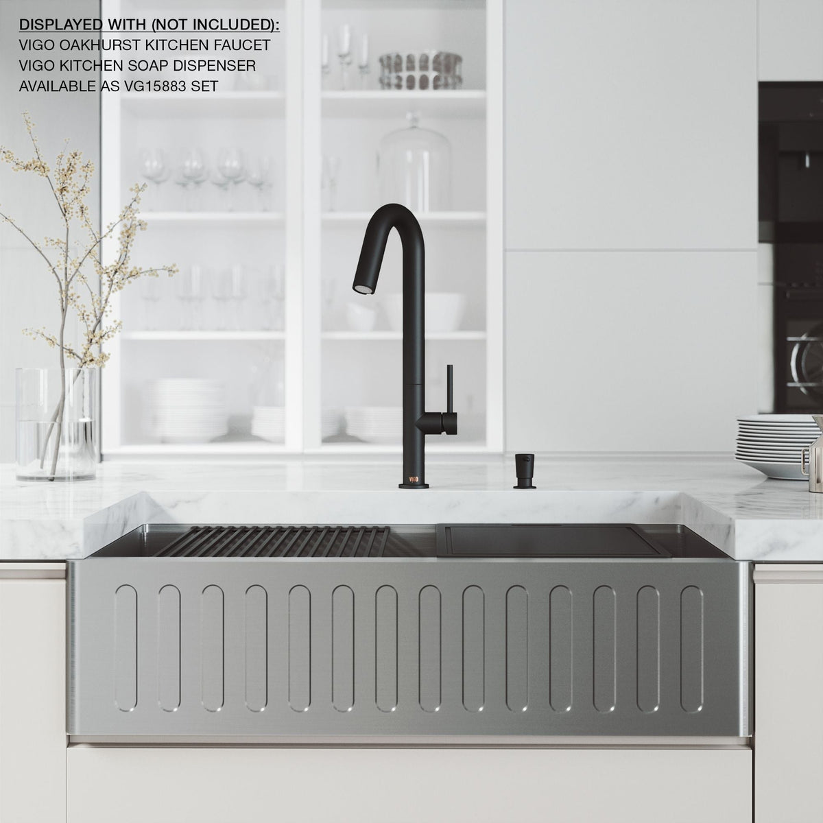 Oxford Single Farmhouse Kitchen Sink, 36-in x 21-in